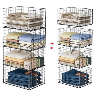 Yociyoga 4-Tier Stackable Closet Organizers and Storage Shelves, Foldable Closet Shelf Organizer, Black(Patent Protection)(Patent No. 30022416)