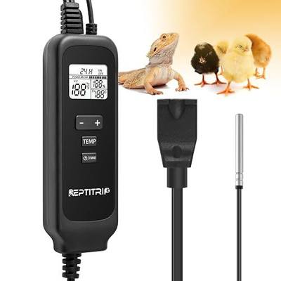 Reptile Thermostat with Timer Fuction & Temperature Probe, Dimmable Thermostat for Reptile Heat Lamp Heat Pad, PID Temperature Controller, Support ℉/℃, Memory Function (Model: PT02S)