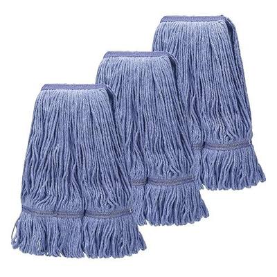 kCarpolyGeneral Cleaning Mop Heavy Duty Commercial Replacement, Heavy Duty Mop Head Commercial Replacement ,Wet Industrial Blue Cotton Looped End String Head Refill (Pack of 3) Blue