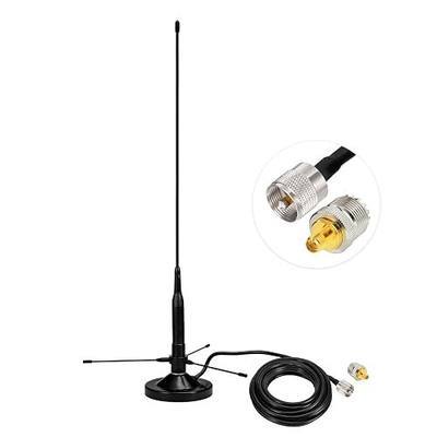 Bingfu Mobile Ham Radio Antenna with Ground Plane Dual Band VHF UHF Gmrs | 136-174MHz 400-470MHz Magnetic Base Soft Whip Antennas PL259 Male for Vehicle Car Marine Amateur Radio