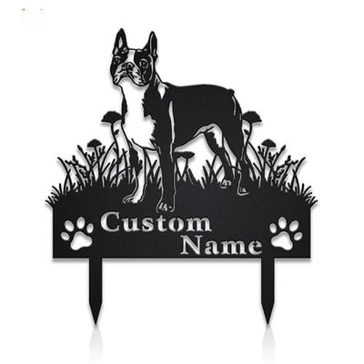 Personalized Dog Memorial Stake Boston Terrier Dog 8x8 inch Grave Marker Dog Loss Gift Sympathy Gift for Dog Lover (Boston Terrier)