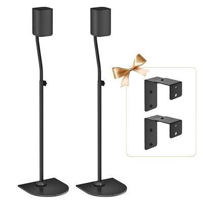 Speaker Stand Pair WR Wall Mounts, Rear Speaker Stands Height Adjust 33" to 42" for Samsung, Vizio, Nakamichi, LG, Roku and More, Surround Sound Speaker Stands WR Keyhole & 1/4"-20, M5, M6 Thread Hole