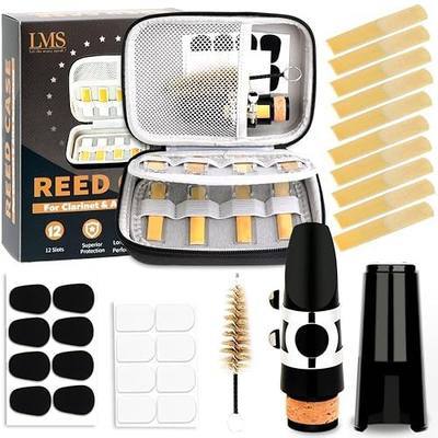 LMS b Flat Clarinet Mouthpiece Reeds Kit with EVA Storage Case for Beginner | Bb Clarinet Mouth Piece Reeds 2.5 Metal Ligature Cushions Pad Bundle, Clarinet Essentials Accessories Set For Student Starter