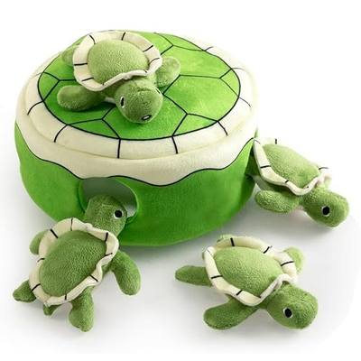 Hollypet Squeaky Hide and Seek Dog Toys for Small and Medium Dogs, Turtle | Interactive Plush Stuffed Dog Squeak Toys for Small Medium Sized Dogs and Non-Aggressive Chewers, Puppy Teeth Clean Chew Toys