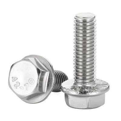 1/4-20 x 1 Flange Hex Head Bolts, Stainless Steel 304, Fully Threaded, 25 PCS