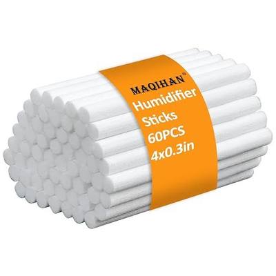 MAQIHAN 60 Humidifier Stick Filter Refill - 4" Mini Air Diffuser Pure Wicks | Cotton Filter Sticks Refill, Replacement Wicks for Small Portable Humidifiers & Diffusers, for Bedroom, Office, Travel, Plant