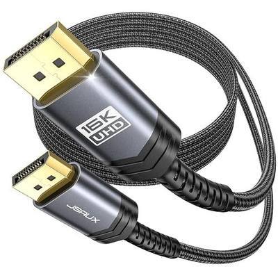 JSAUX 10ft DisplayPort Cable 2.1 for 5090,7900 Graphics/Gaming Monitor | 16K Resolution, 240Hz Refresh Rate, 80Gbps BandWidth, Support MST, Braided Cable, Dynamic HDR