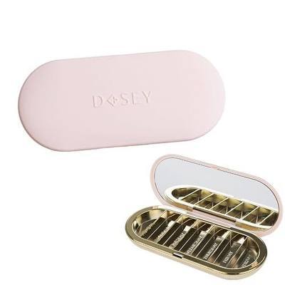 Dosey Compact Travel Pill Organizer - Pill Case with 7 Compartments for Medicine Storage & Protection – Stylish & Elegant Medication Organizer with Mirror, Blush