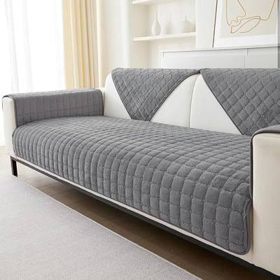 JIAN YA NA Sectional Couch Cover, Corduroy Sofa Slipcover for Pets and Kids, Anti-Slip Washable Furniture Protector for 3-Cushion Couch, Loveseat, Recliner, L-Shaped Sofa, Armrest & Backrest (1 Piece)