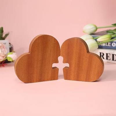 Anywin Christian Couple Gifts, Wedding for Men/Women, 2Pcs Wooden Heart Cross for Home Fireplace Shelf Entrance Table Decor, Valentines' Day Birthday Gifts for Wife Husband Him Her