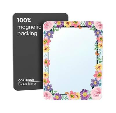 Locker Mirror Magnetic for School and Office, Strong Magnetic Mirror for Locker, Colorful Design, Locker Accessories, 1 Pack, 5 inxh x 7 inch