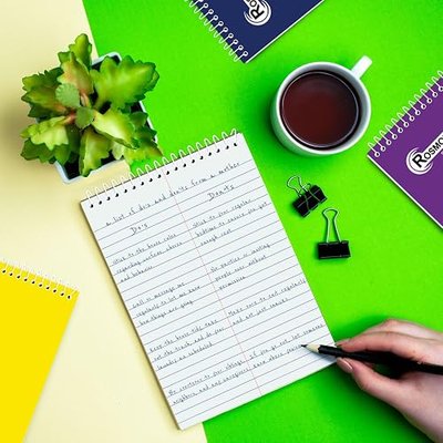 Rosmonde Spiral Steno Pads 12 Pack, 6 x 9, Gregg Ruled Steno Pad,80 Sheets | Bulk B2B Value Pack, 160 Pages, Long Lasting, Assorted Colors, Bulk Steno Notebooks Top Spiral Steno Book for Office & Home