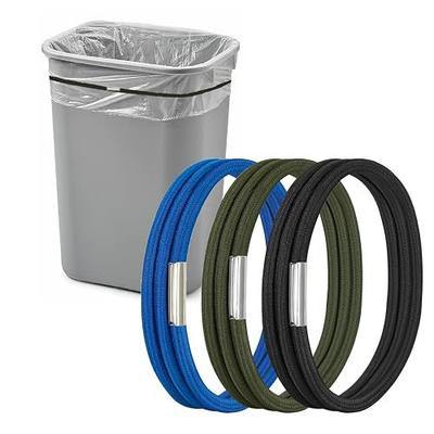 Garbage Can Rubber Bands, Fits 13-30 Gallon Bins, Heavy-duty Trash Can Bands to Hold Garbage Bags in Place, Trash Bag Holder Band with High Elasticity, Set of 3 in Black, Blue, and Green