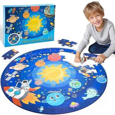 Solar System Floor Puzzle for Kids Ages 4-8, Preschool Learning Activities, Birthday Gifts for Boys & Girls