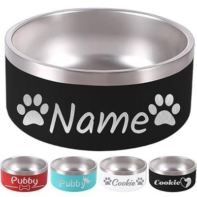 Custom Dog Bowl Personalized Dog Bowls with Name Stainless Steel Non-Slip | Customized Pet Bowl Engraved Name Heavy Duty Flip Proof Pet Bowls for Small Medium Large Dogs Cats