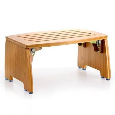 Lyellfe Bamboo Folding Step Stool, Non-Slip Leg Shaving Foot Rest Chair | Foldable One Step Stool for Home, Adults, Support up to 300lbs, Fully Assembled