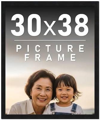 CountryArtHouse 30x38 Frame Black Solid Wood Picture Frame | Includes UV Acrylic Shatter Guard Front, Acid Free Foam Backing Board, Hanging Hardware Wood Wall Frames for Family Photos - no Mat