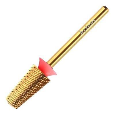 Fine Safety Tapered Nail Drill Bits,Titanium Coating Rounded Top Barrel Carbide Nail Bits, 3/32 Two-way Rotate, Manicure Nails Art Accessories Soft Gel Remover (F, titanium)