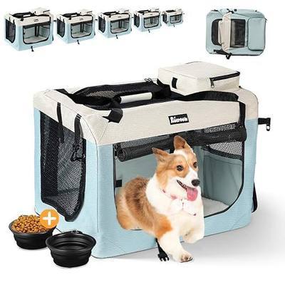 Extra Large Dog Crate with 2 Foldable Bowl, 28 Inch Collapsible Travel Dog Crate Kennel with Soft Blanket for Medium Dogs,Indoor & Outdoor (28" L x 20" W x 20" H, Blue)