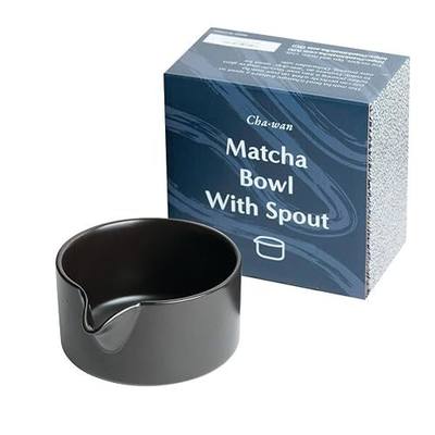 Naoki Matcha Traditional Ceramic Chawan Matcha Tea Bowl with Pour Spout Set | Hand Made, Black Matte Glaze, 18 Ounce, For Perfectly Whisked Matcha Green Tea