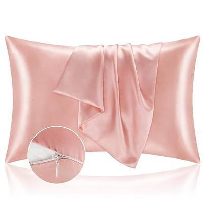 BEDELITE Zipper Satin Pillowcases, Standard Size 20"x26", Coral, Set of 2 | Similar to Silk Pillow Cases, Soft and Smooth Satin Pillow Case for Hair and Skin, Reduces Friction, Gift for Women and Men
