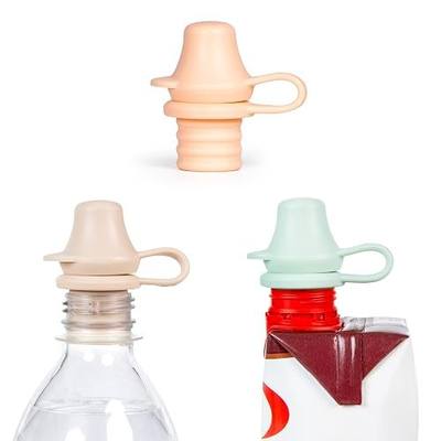 KiddiKap Original Bottle Topper, Silicone Sippy Spout, 3 Pack, Pastel | 98% Spill Proof, Fits 28mm Standard Bottles, Dishwasher Safe, Ages 12 Months+