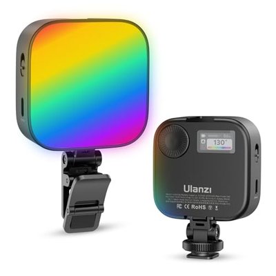 ULANZI U60 RGB Video Lights White LED Camera Light 360° Full Color Portable Photography Lighting w Quick Release Cold Shoe Adapter and Clip, 2500mAh Rechargeable CRI 95+ 2500-9000K Dimmable Panel Lamp