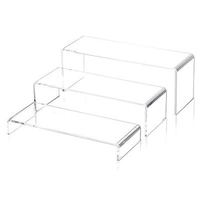 1 Set Large Acrylic Clear Display Risers, 3 Sizes 12" Rectangular Showcase Collectibles Display Shelf, 5 mm Thick Desktop Display Stand Holder for Figures, Jewelry, Perfume, Toys