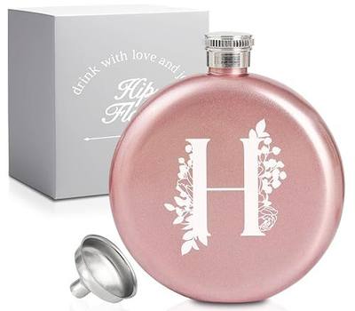 Onebttl Personalized Hip Flask for Women - Personalized Gifts for Women, Friends, Families on Birthday, Christmas - 5 oz - Rose Gold - H