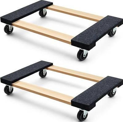 Simpli-Magic 79545 30 in. x 18 in. Hardwood Furniture Moving Dolly 1,320 lbs. Capacity – 4 Swivel Wheels Heavy-Duty Furniture Dollies, 2 Pack