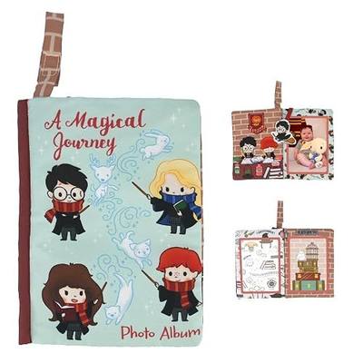 Kids Preferred Harry Potter Baby Photo Memory Album Crinkle Soft Sensory Book Holds 3 4"x6" Photos with Soft Fabric for Babies, 6.25x9 Inch