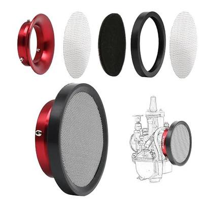 Carburetor Carb Velocity Stack Air Filter Cleaner Modified Trumpet Aluminum Alloy with Sponge Filter Steel Mesh for PWK21-30mm Short Fast Intake Suggest for Small Displacement (Red, 50mm)