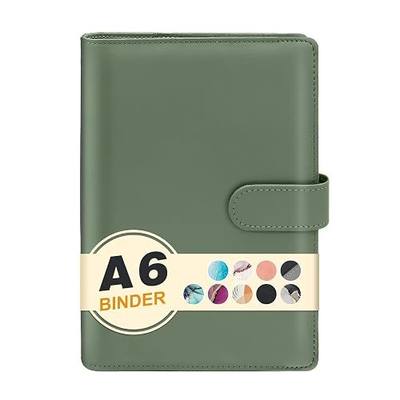 Convend A6/A5 Refillable 6 Ring Faux Leather Budget Binder,Mini Notebook Binder Cover for A6 Filler Paper,Loose Leaf Personal Planner Cover with Magnetic Buckle Closure(Sage)