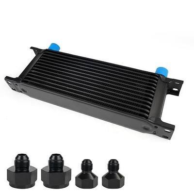 13 Row AN10 10AN Transmission Oil Cooler Kit Stacked Plate With 6AN 8AN Adapter Universal Engine Transmission British Radiator Oil Cooler Condenser Aluminium Alloy Black