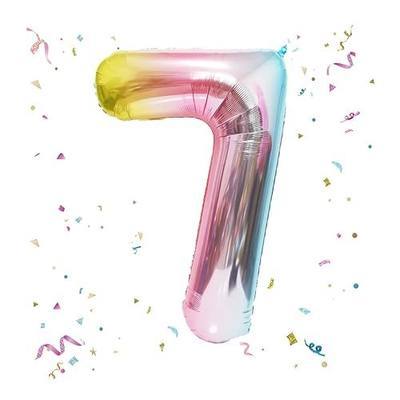 40 Inch Giant Rainbow Number 7 Balloons, Birthday Balloons, Helium Mylar Foil Big Number Balloons for Birthday Party Decorations, Kids' Birthday Anniversary Party Baby Shower Unicorn Parties