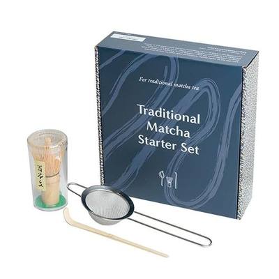 Naoki Matcha Traditional Matcha Starter Set | Bamboo Matcha Whisk (Chasen), Scoop (Chashaku), Stainless Steel Sifter - Japanese Matcha Tea Set