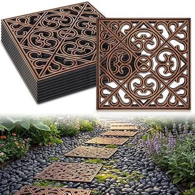 Pangda 8 Pcs Rubber Stepping Stones Outdoor Garden Walkway, 12 x 12 Inch Heavy Duty Pathway Pavers Retro Decorative Stepping Stones for Outside Landscaping Yard Lawn Path (Cross Square,Copper)