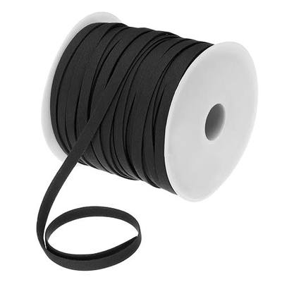 MECCANIXITY 1/4 Inch Double Fold Bias Tape Polyester Continuous Bulk Bias Tape for Sewing,Seaming Quilting Hemming Binding Crafts (Black 55 Yards)