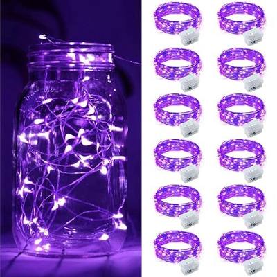 ZGWJ 12 Pack Fairy Lights Purple Mini String Lights Battery Operated 7ft 20 LED Waterproof for DIY, Parties, Wedding, Mason Jars, Christmas Decoration