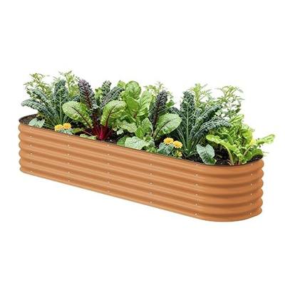 Vego garden Raised Garden Bed Kits, 17" Tall 9 in 1 8ft x 2ft Metal Raised Planter Bed Outdoor for Vegetables Flowers Ground Planter Box, Terra Cotta