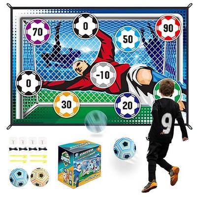 Soccer Ball Game Mat Set, Sticky Soccer Ball Indoor Target Toss Party Game, Sports Toys and Gift for Kids Boys Girls for 3 4 5 6 7 8 Year Old Boy Toys Birthday