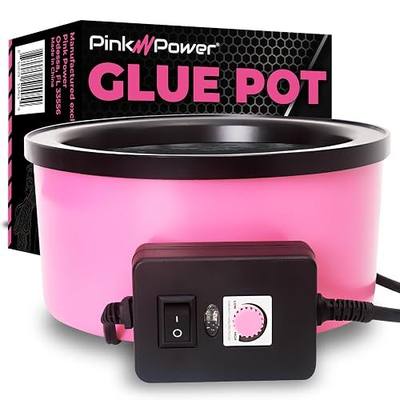 Pink Power Electric Hot Glue Pot for Crafts | Adjustable Temp 225-400 F, 160ml, Hot Glue Gun Skillet, Mini Electric Skillet
