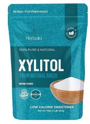 Herbaila Xylitol Sweetener 1lb. Pure Granulated Sugar Substitute Bulk, All Natural Sweetener from Pure Birch Xylitol Powder, Sugar Free, Xylitol Sugar for Cooking and Baking, Made In Canada 16oz.