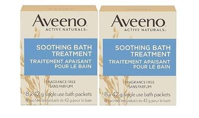 Aveeno Fragrance Free Soothing Bath Treatment, 100% Natural Colloidal Oatmeal, Sensitive Skin Bath Soak for Relief of Dry, Itchy, Irritated Skin Due to Eczema & Hives, Bath Packets, 8 ct. (Pack of 2)