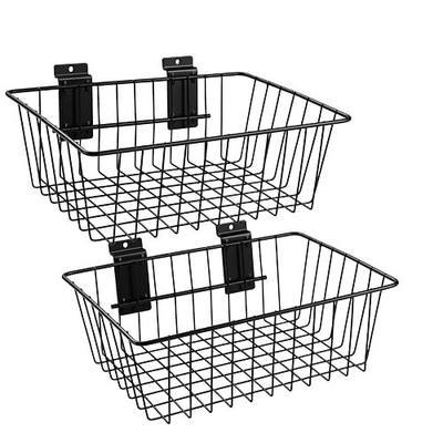 Polmart Slatwall Basket, Black (11¾" x 7⅞", 2-Pack)