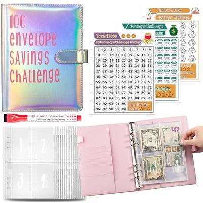 Join the 52-Week 100 Envelope Savings Challenge | Fun Path to Save $5,050 in One Year with Our Budget Binder | Money Organizer for Cash Made Easy with Our Colorful Binders (colorful silver)