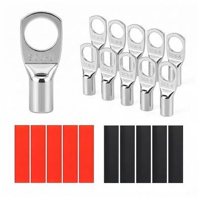 10PCS 10 Gauge Wire Connectors with Heat Shrink Tubing, Battery Terminal Ends, Tinned Copper Ring Terminals for AWG 12-10 - for Automotive, RV, Solar & Outdoor Power Equipment (SC6-8)