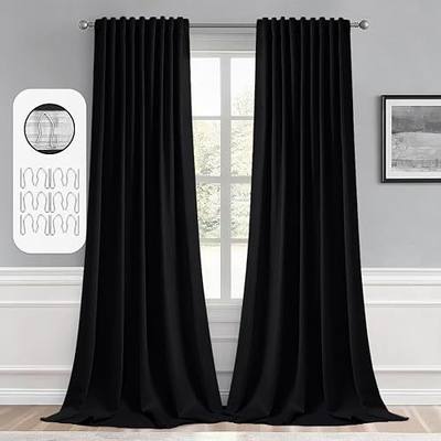 MIULEE 2 Panels Set Black Back Tab Blackout Curtains 52x96 Inch Long | Rod Pocket Pinch Pleated, Thermal Insulated, Halloween Drapes for Bedroom Living Room Darkening, Floor to Ceiling Curtains