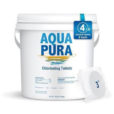 Aqua Pura Chlorine Tablets for Swimming Pool,3" Pool Supplies, Individually Wrapped Stabilized Chlorine Tablets, Long-Lasting, Slow Dissolve,Kill Bacteria,UV Protected,90% Available,4 LB