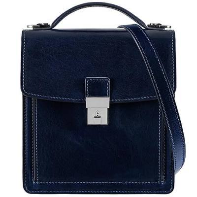 Time Resistance Small Leather Briefcase for Men - Crossbody Bag - Italian Leather Messenger Bag - Gift Box Included